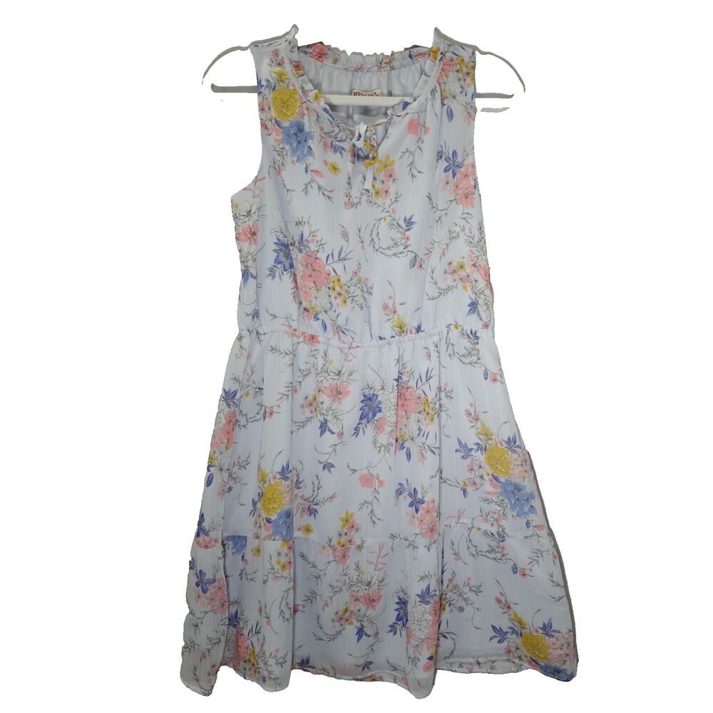 Merona Blue Floral Dress Womens Medium Sleeveless Spring Feminine Cottage Core